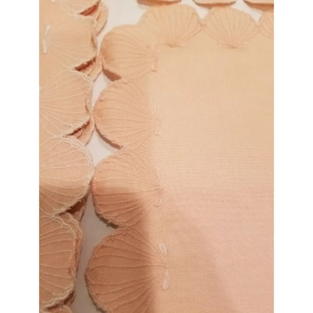 Set of 4 Handmade Stitched‎ Coral Pink Seashell Design Placements 18.5